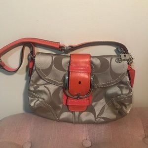 Coach Authentic Purse Orange/Pink Trim J0873-13042